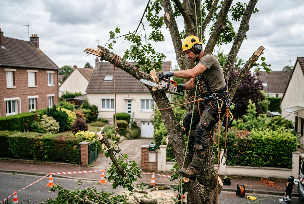 Intervention d'urgence sur arbre dangereux à Bresles